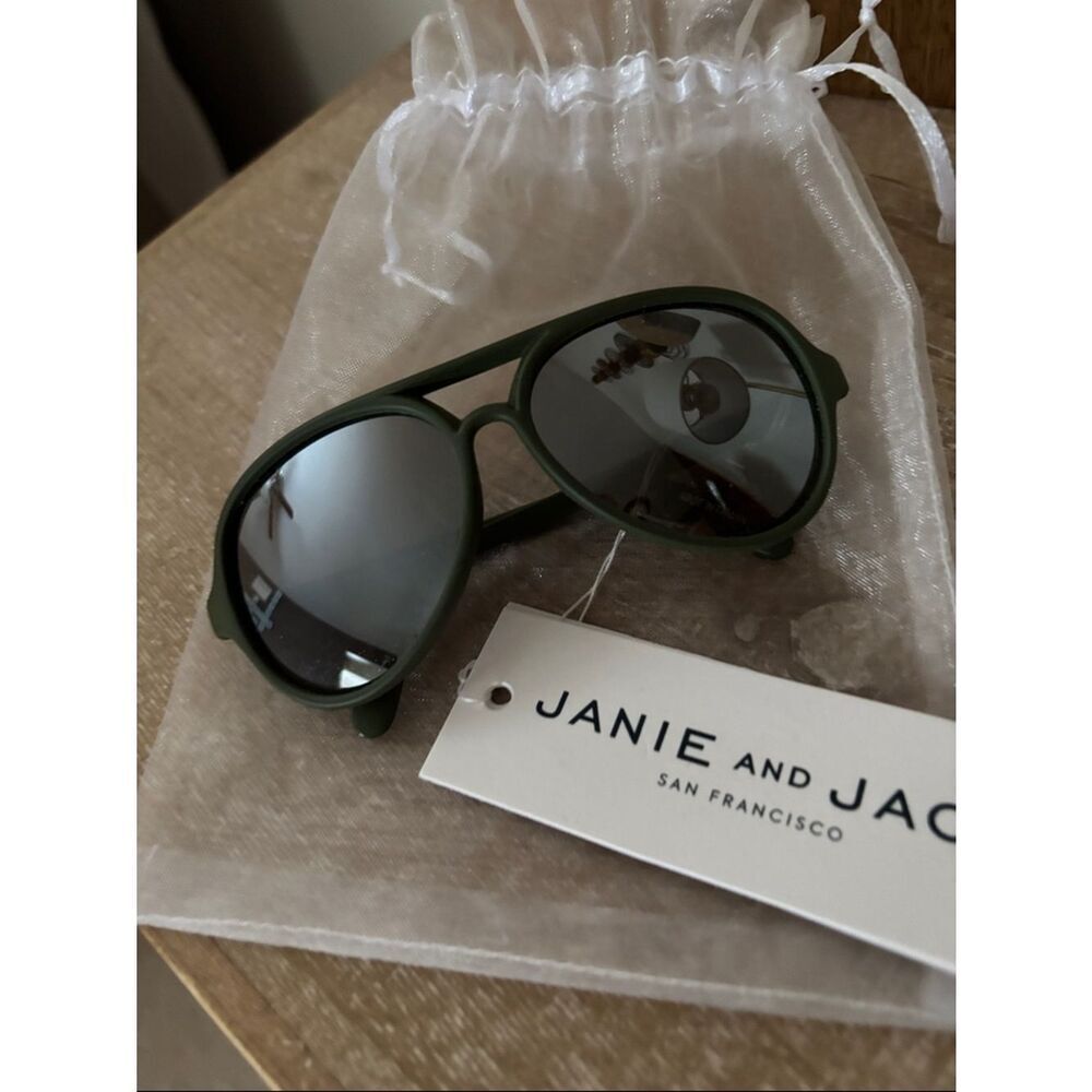 Janie and Jack Green Aviator Sunglasses with Mirrored Lenses